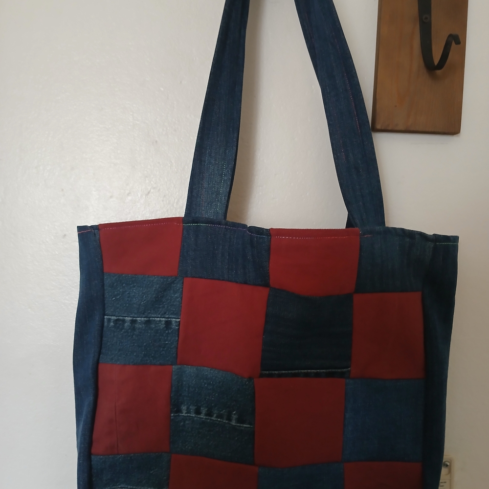 Levi's Denim and Red Patchwork Tote